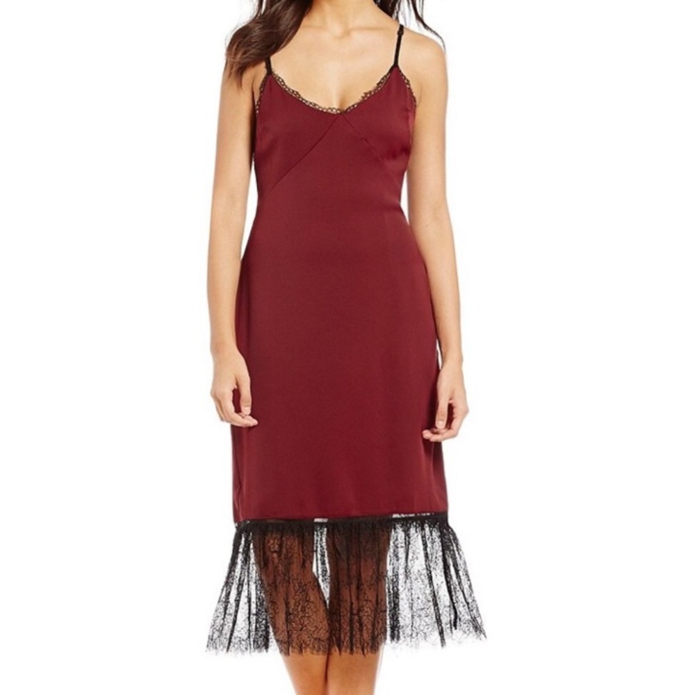 Foxiedox burgundy Zoe midi slip dress